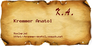 Kremmer Anatol névjegykártya